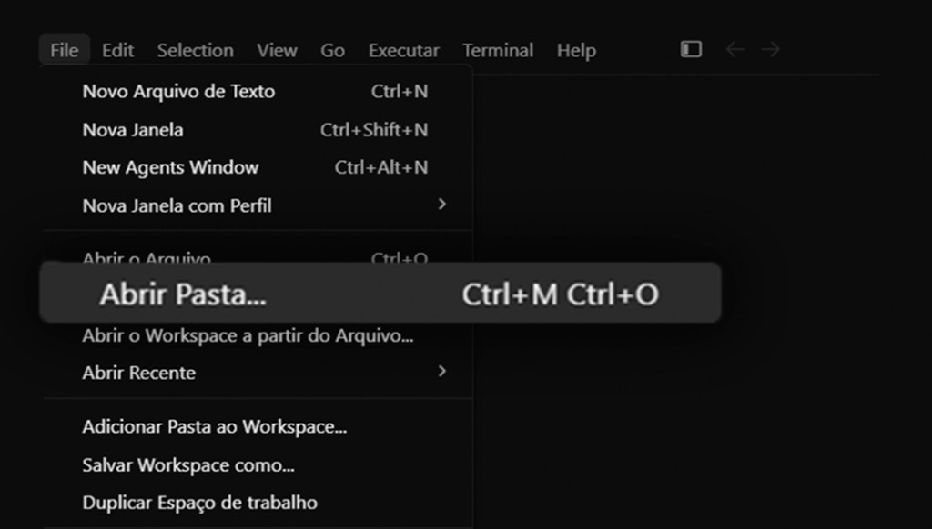 Print: FounderSquad aberto na IDE de IA